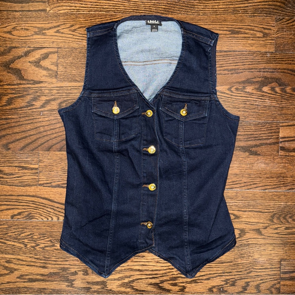 INC Dark Blue Denim Top